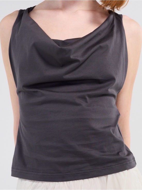 Geel Tops - Geel Jameson Top cotton drape neck in Charcoal S